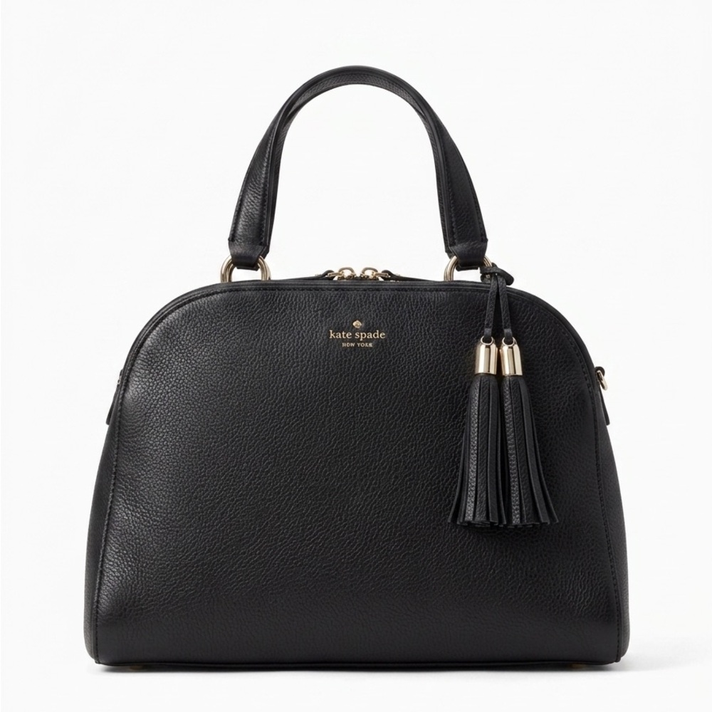 Kate Spade Black Leather Satchel with Tassel